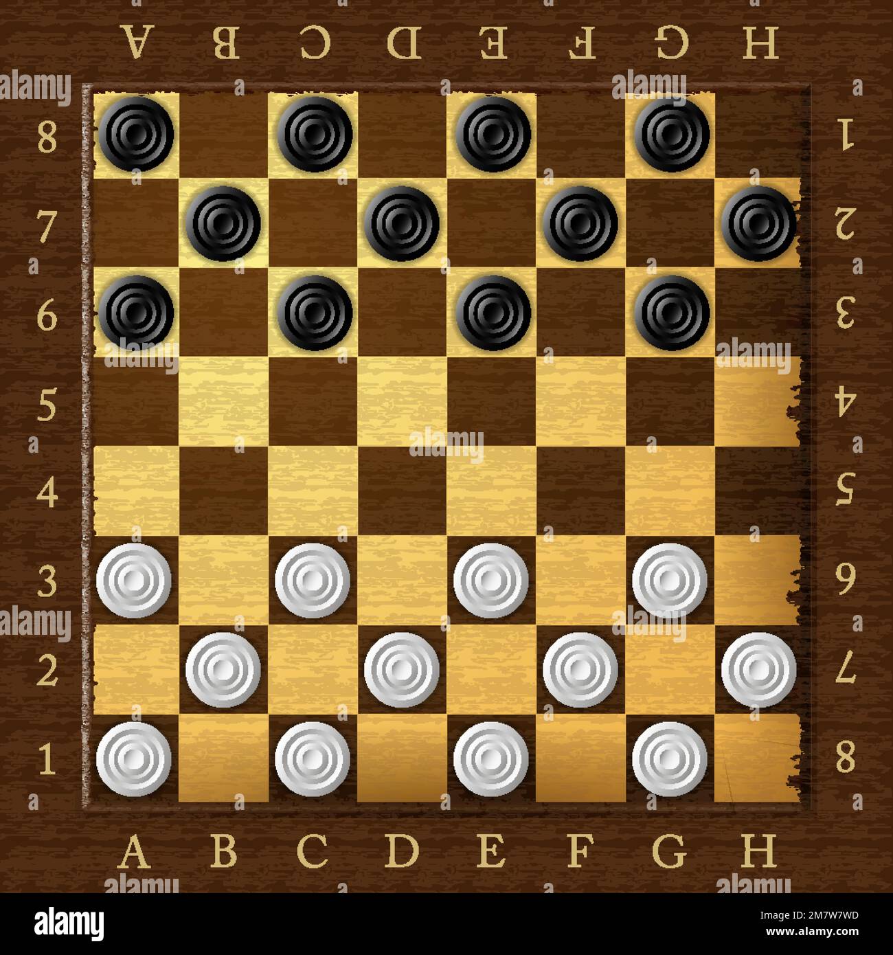 Checkers. Chess board. Checker game. Vector illustration. Eps 10 Stock