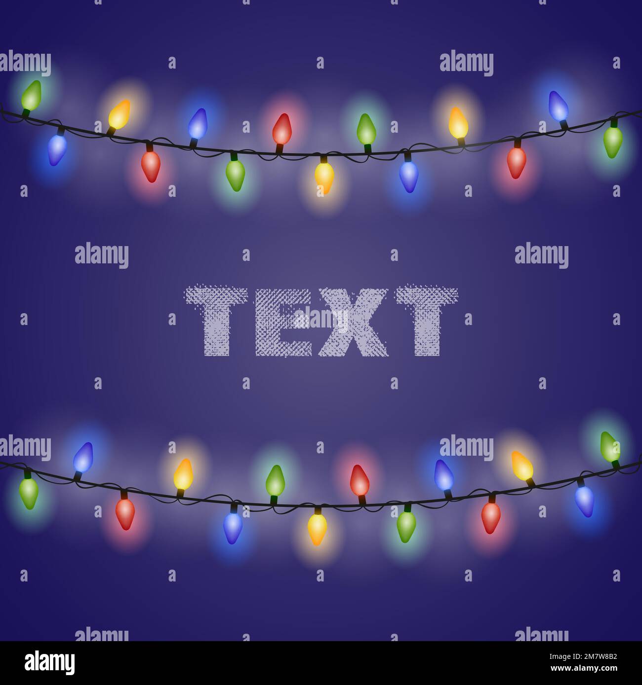 Isolated glowing light bulb garland on gradient background. Eps 10 ...