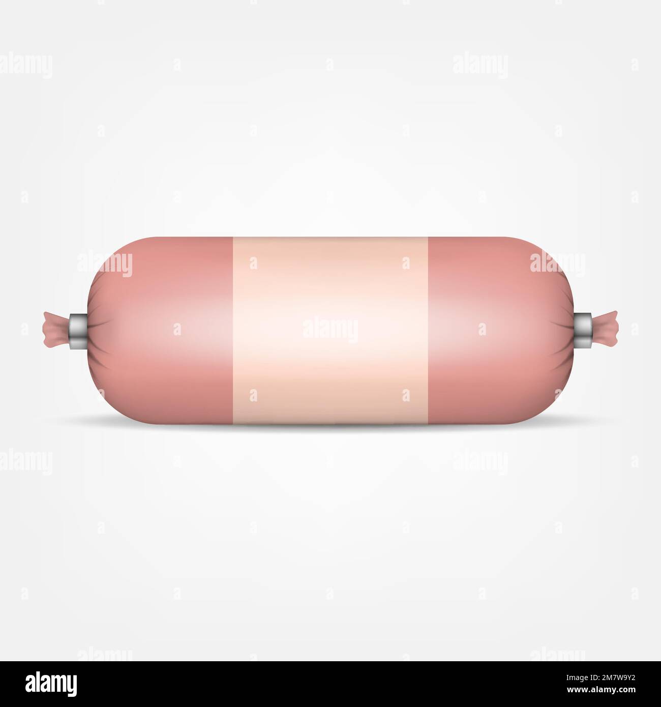 Plastic packaging for sausage. Realistic Sausages isolated on white background. Vector