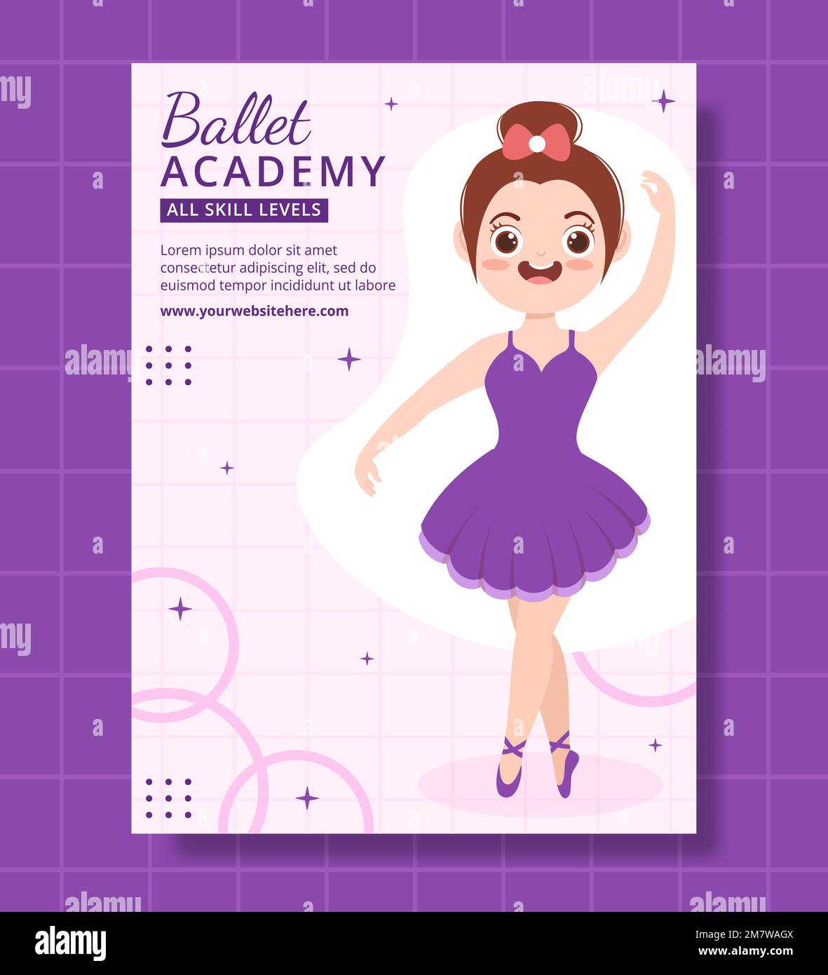Ballet Or Ballerina Poster Flat Cartoon Hand Drawn Background Templates Illustration Stock 