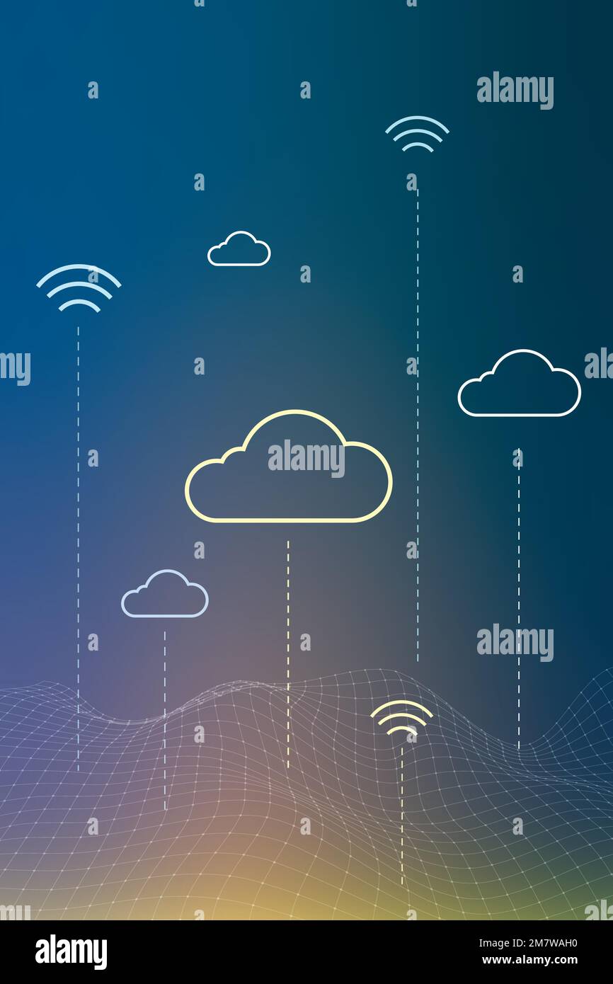 Cloud network system background vector for social media banner Stock ...