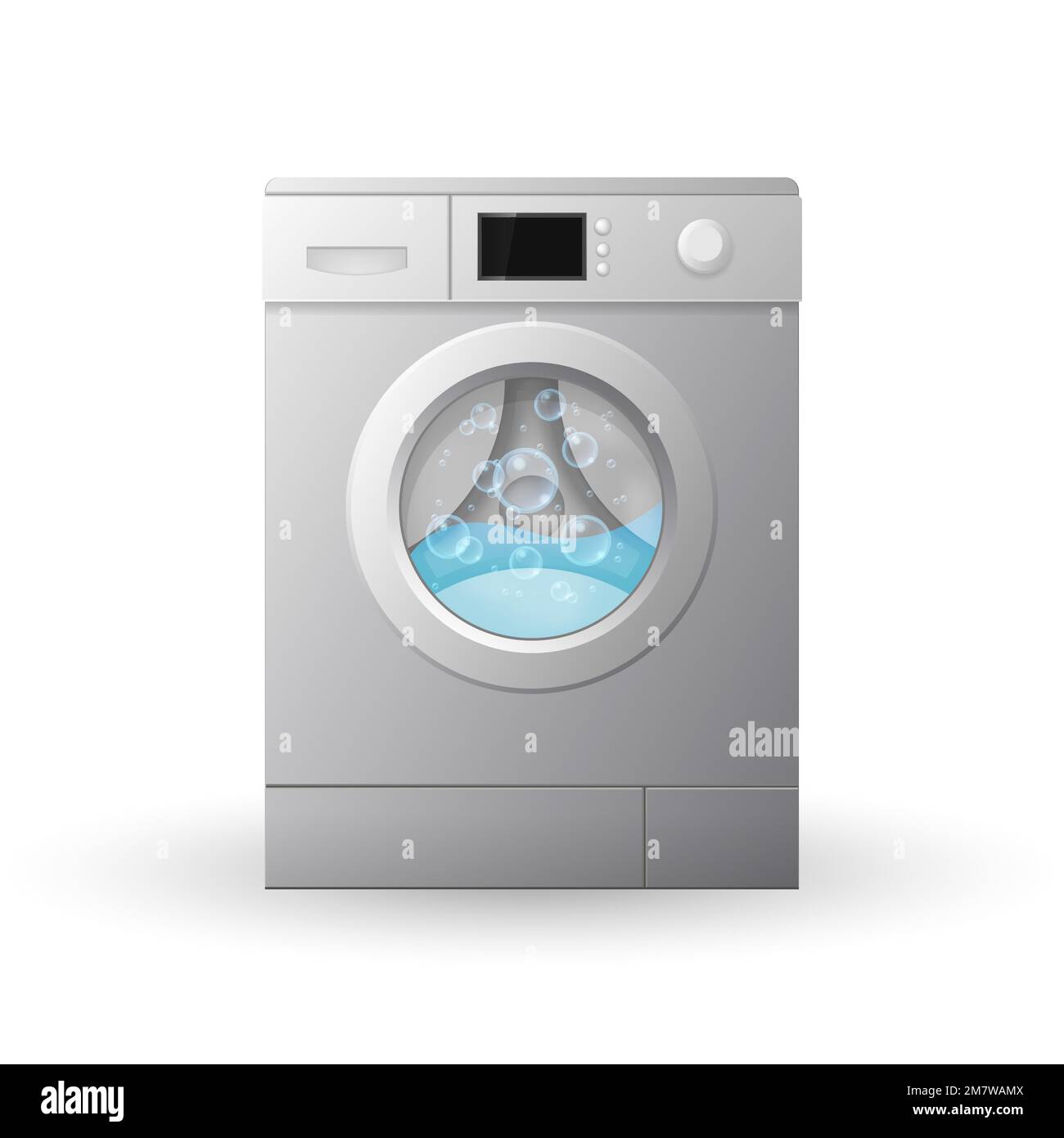 Closed washing machine isolated on white background. 3d Vector illustration. Stock Vector