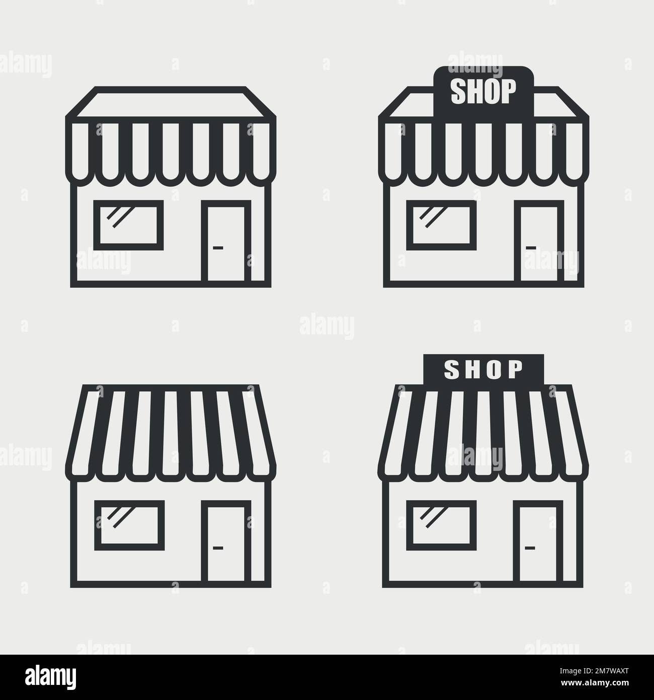 Store icon set isolated on grey background. Vector illustration. Eps 10 ...