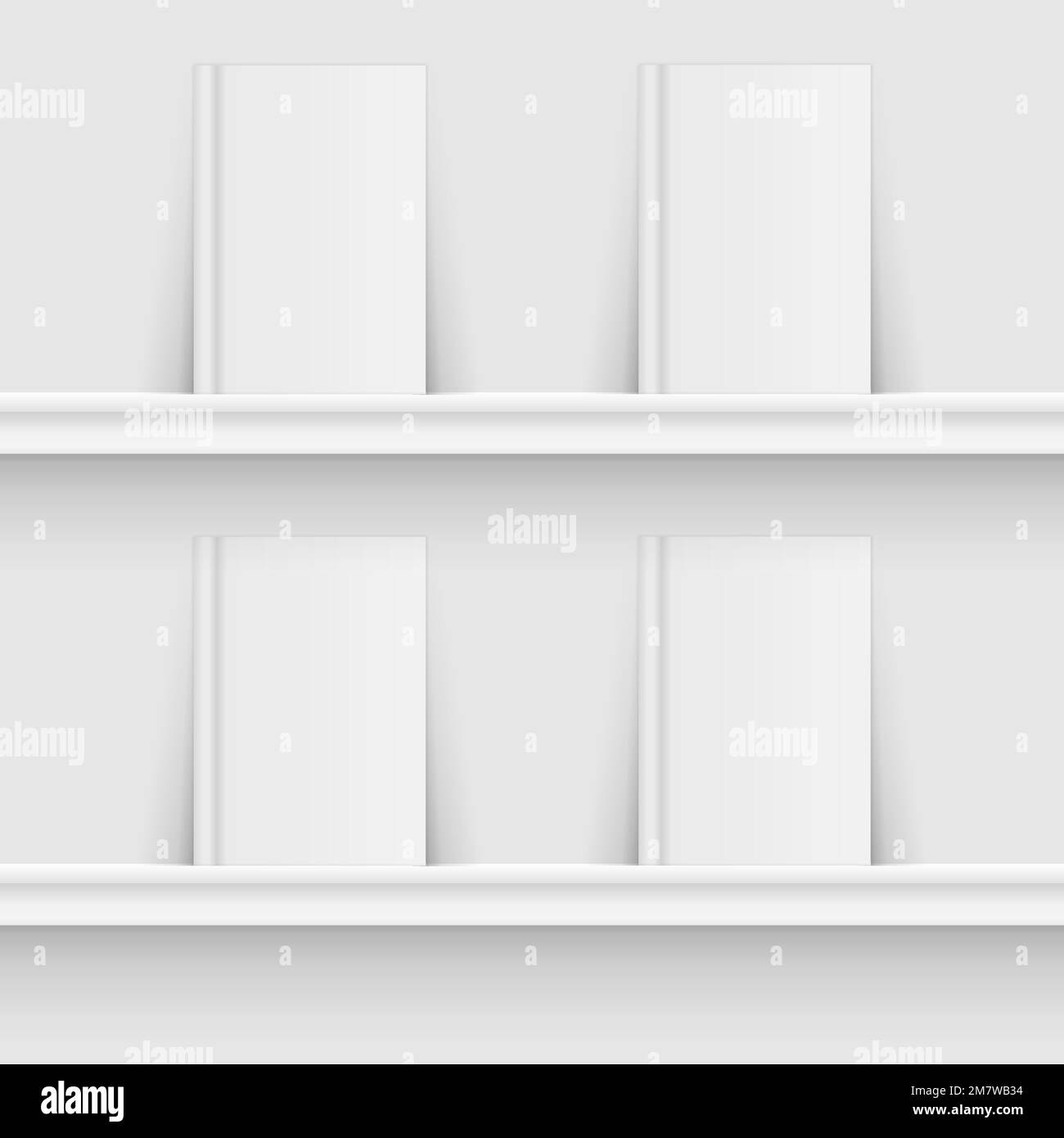 Blank book on book shelf. Hardcover Book Mock-Up isolated grey background. Vector illustration. Eps 10 Stock Vector