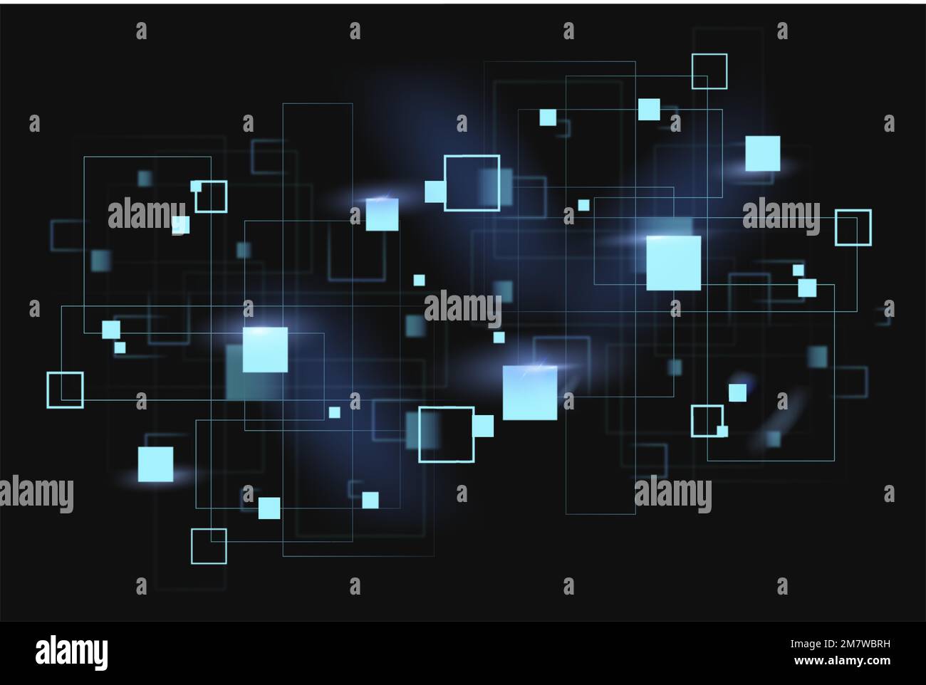 Blue neon geometric shapes vector digital technology Stock Vector Image ...