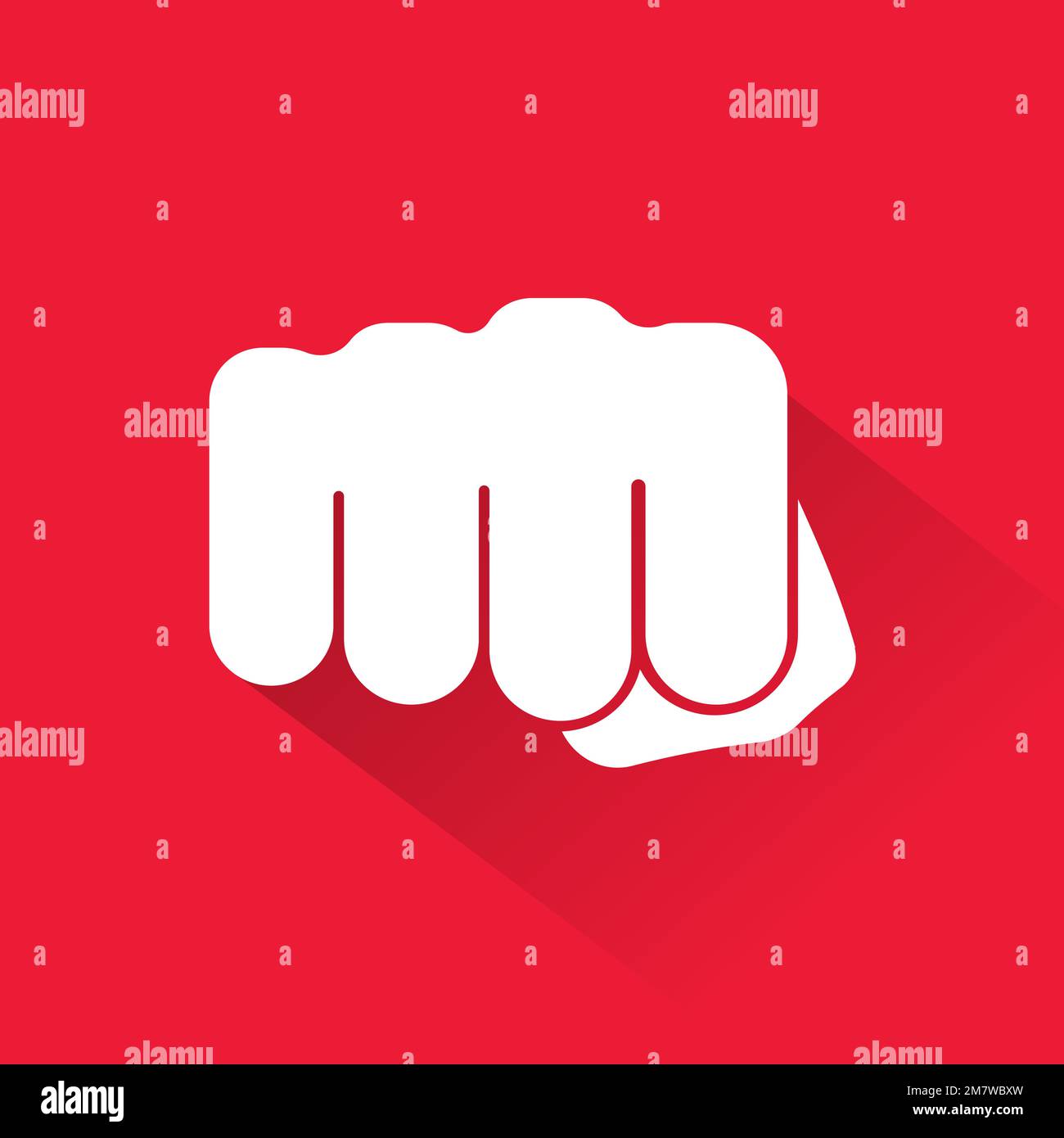Fist icon isolated on red background. Vector illustration. Eps 10. Stock Vector