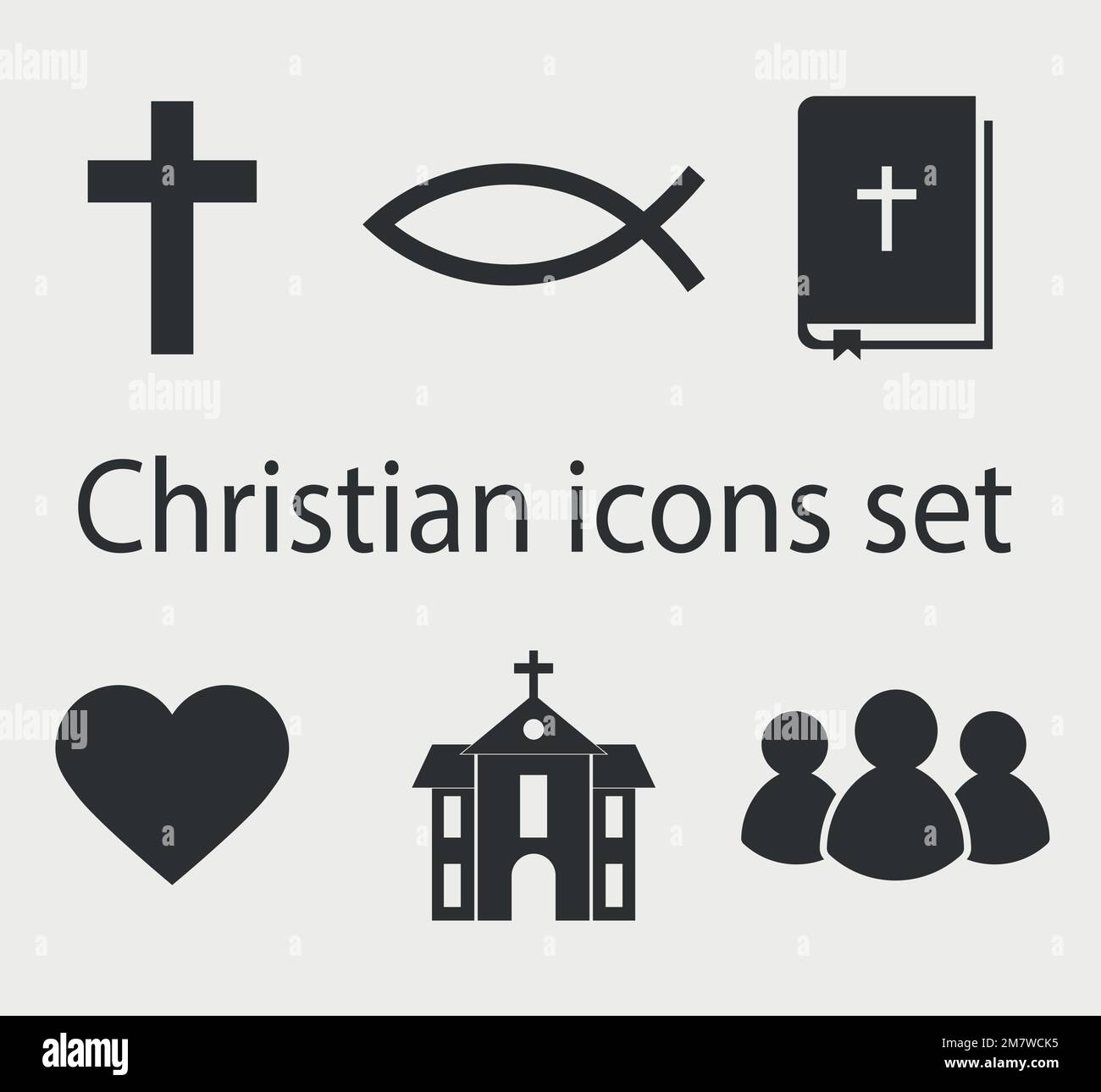 Modern christian icons set. Christian sign and symbol collection. Vector illustration. Stock Vector