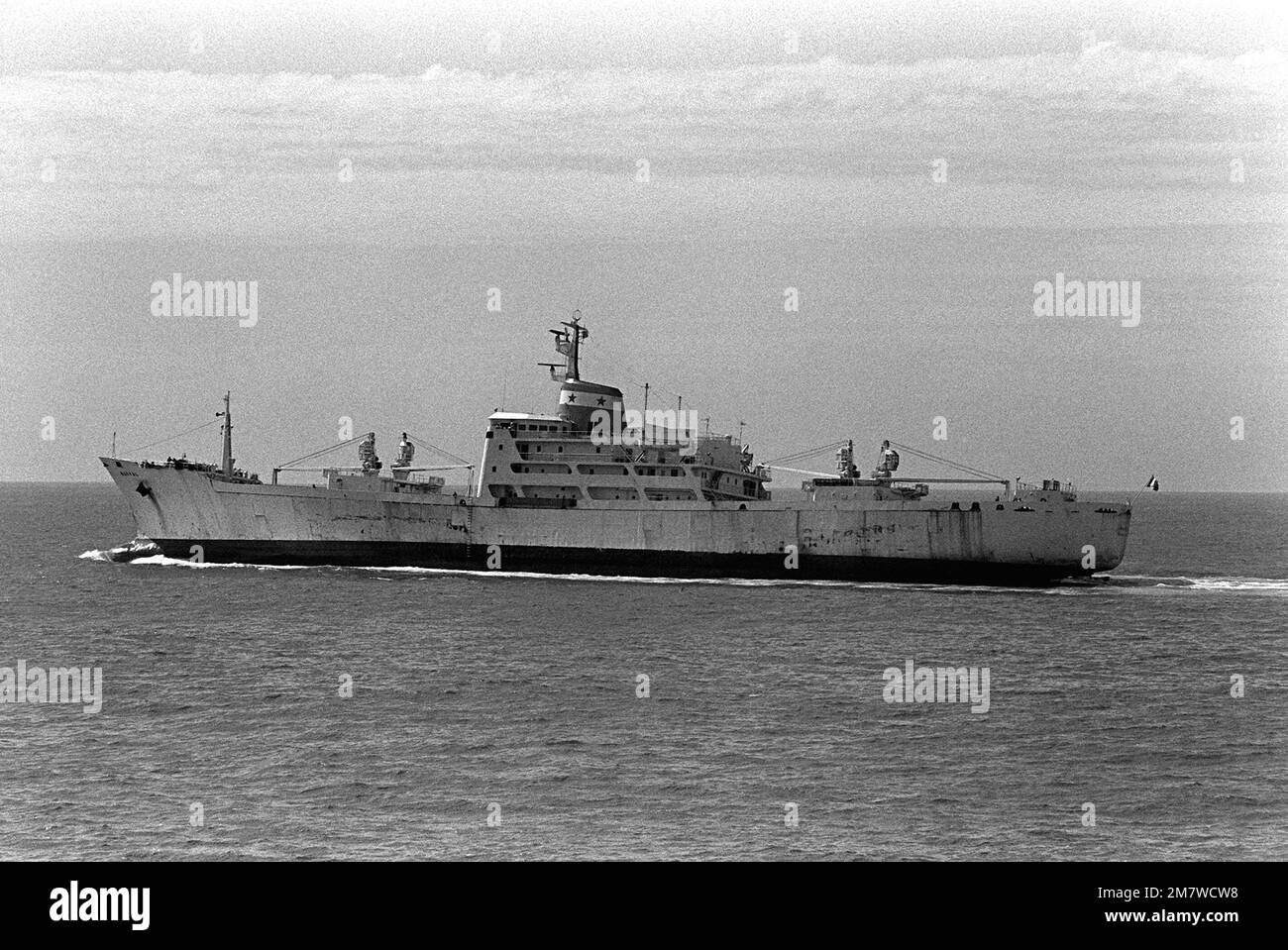 The French refrigeration ship NARVAL leaves the harbor and heads for sea. Base: Casablanca Country: Morocco (MAR) Stock Photo