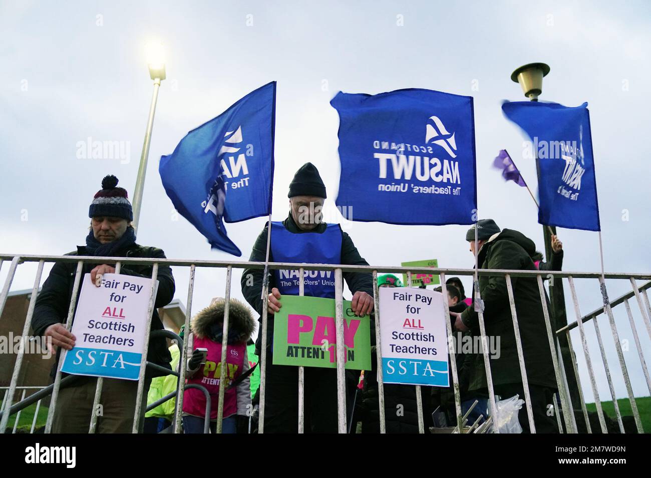 Members of the EIS and SSTA unions on the picket line at St Andrew's