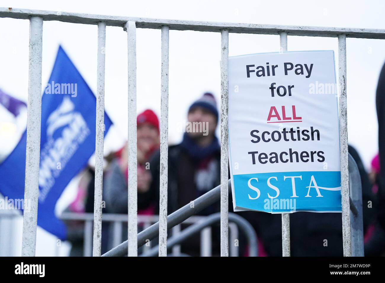 Members of the EIS and SSTA unions on the picket line at St Andrew's