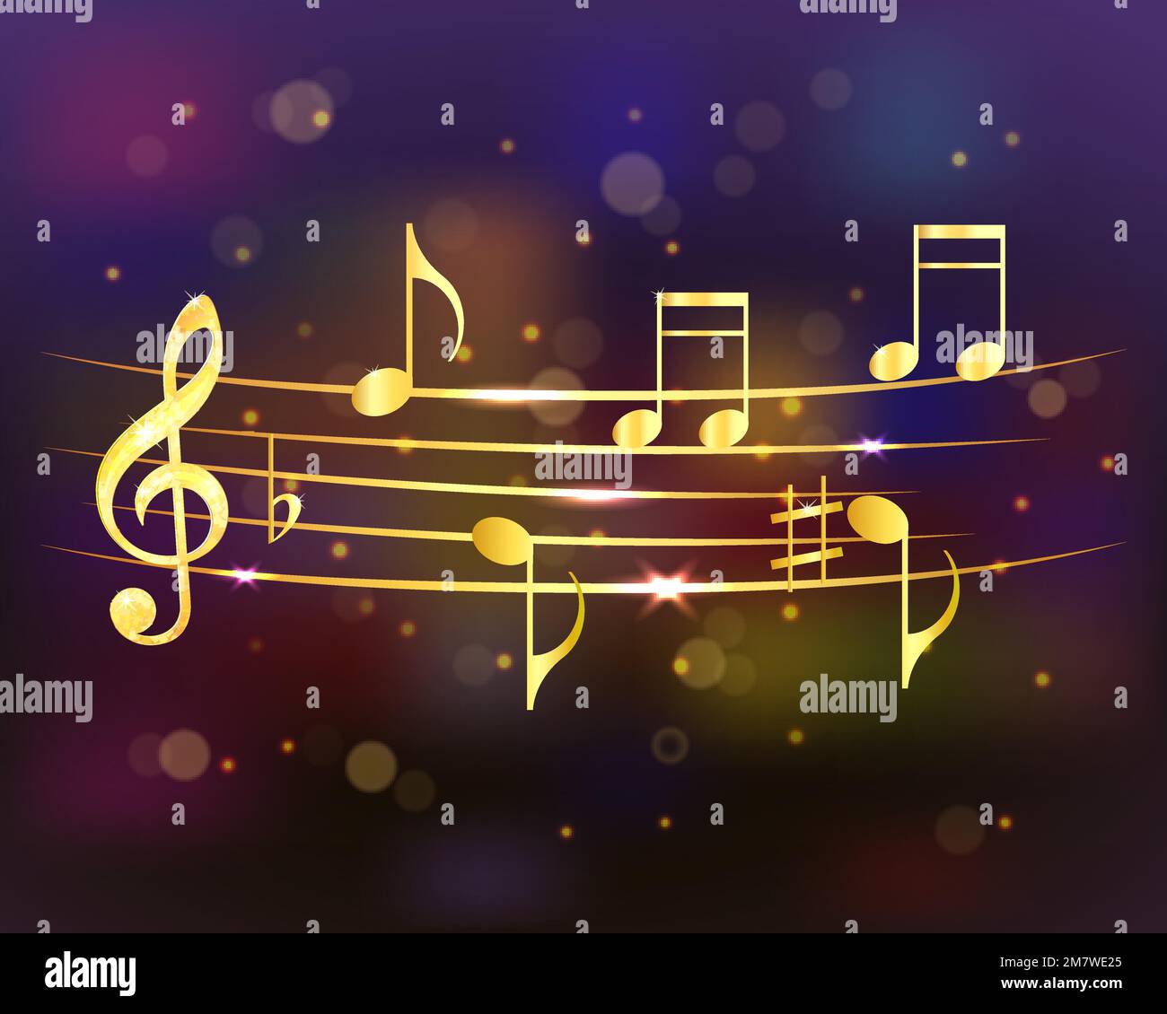 Musical Background With Golden Notes Abstract Shiny Musical Background