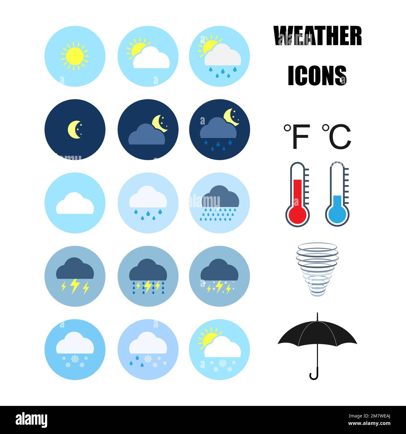 Weather climate color icons on hi-res stock photography and images - Alamy
