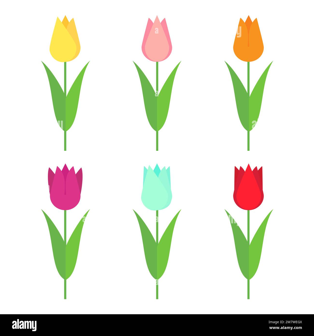 Tulips set icon. Flowers collection isolated on white background ...