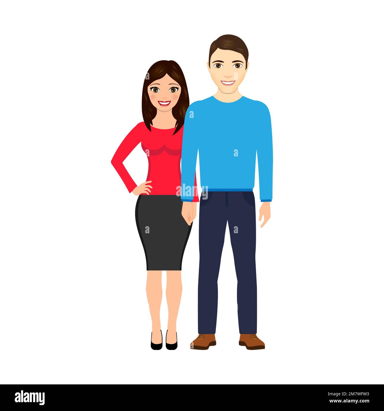 couple in love holding hands isolated on white background. Vector ...