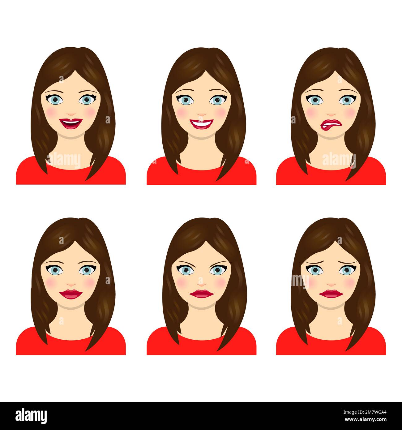 Young women faces isolated on white background. Vector illustration ...