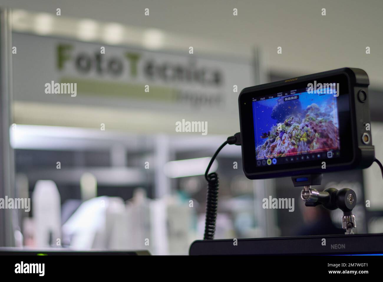 11.03.2022. Barcelona, Spain, Atomos External Monitor at the Foto Tecnica stand last Photoforum Fest Stock Photo