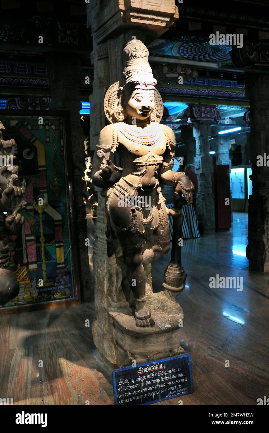 Statues of Dwarpal guard carved in stone at Meenakshi Temple Madurai