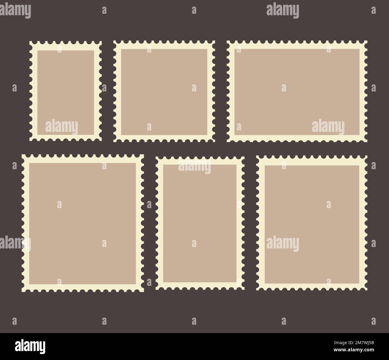 Blank Postage Stamps Frames Set isolated on background. Vector illustration. Eps 10. Stock Vector