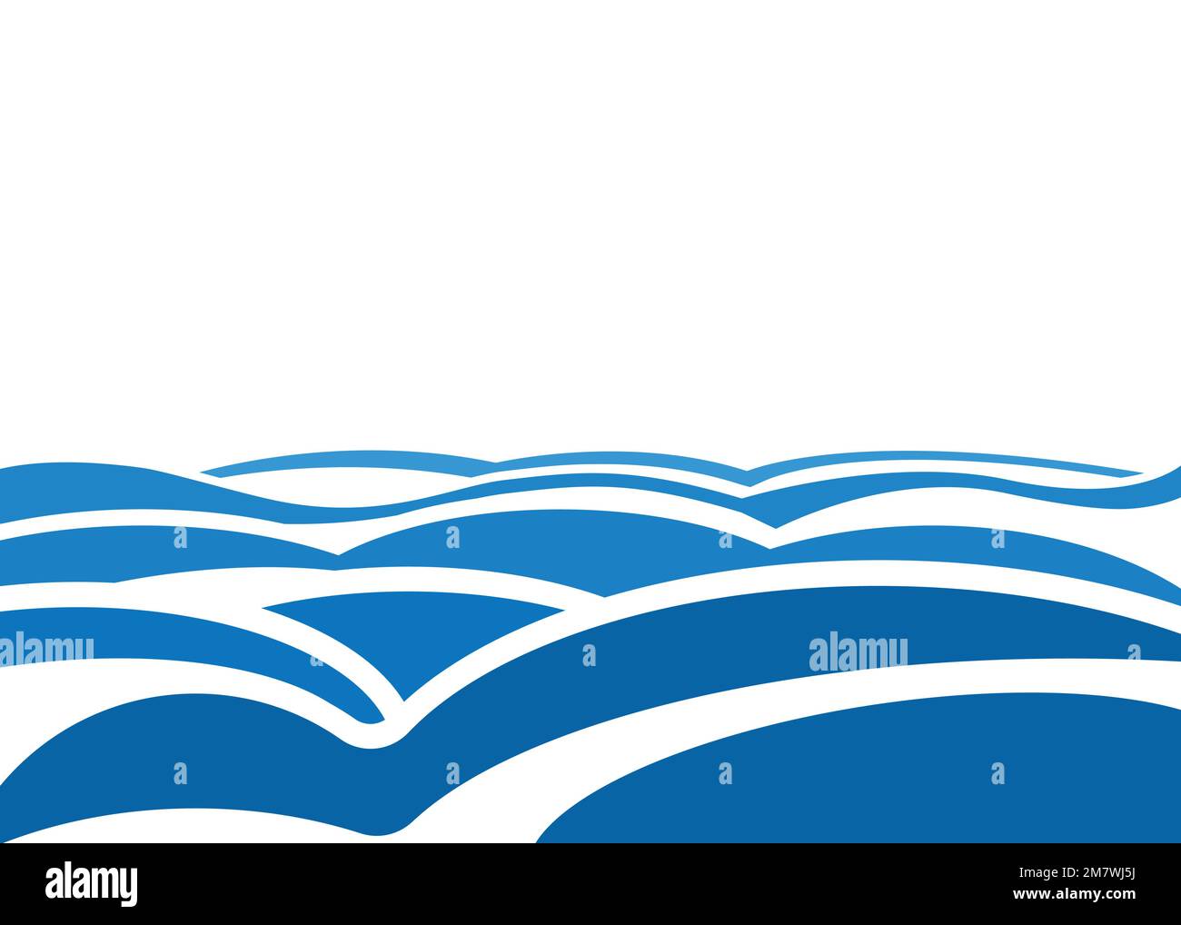Blue water sea waves isolated on white background. Vector illustration ...