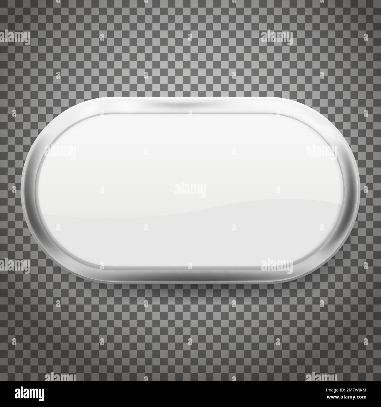 Oval buttons with chrome frame isolated on transparent background. Vector illustration. Eps 10. Stock Vector