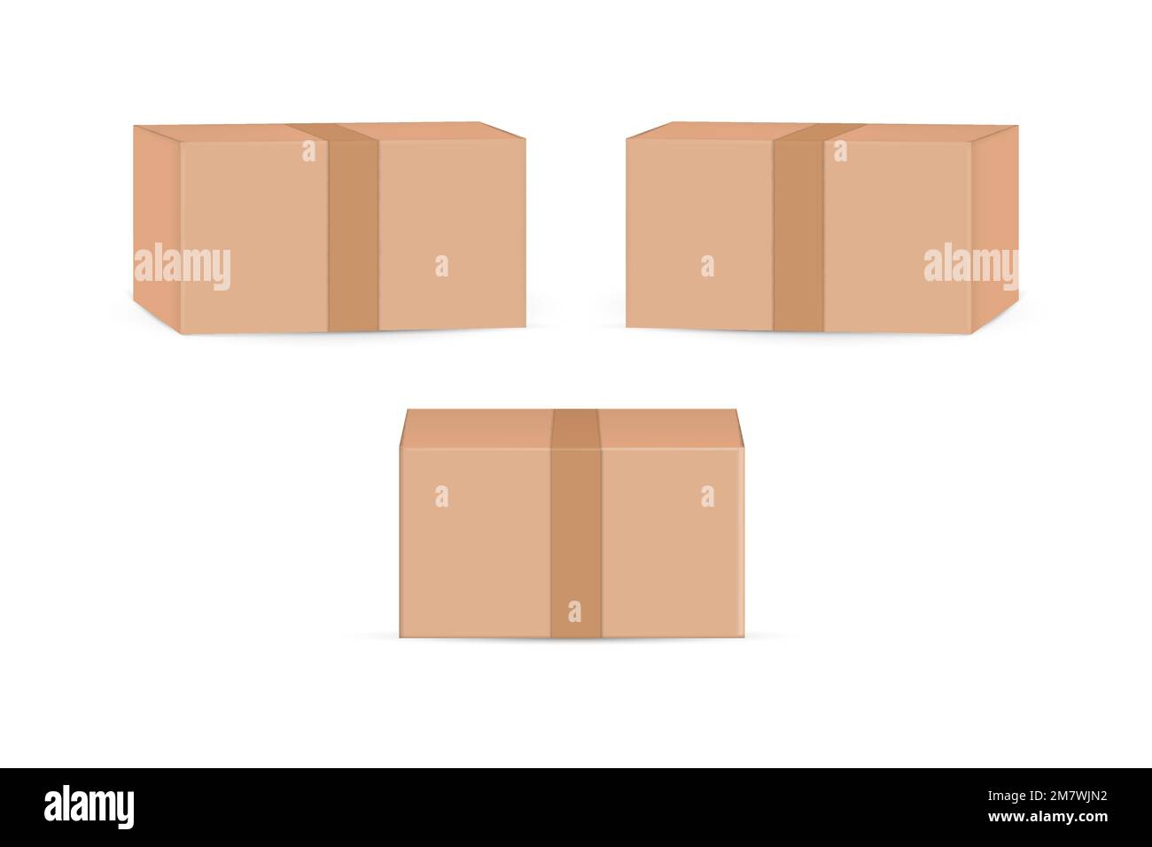 cardboard package boxes mockup isolated on white background. Vector illustration. Eps 10. Stock Vector