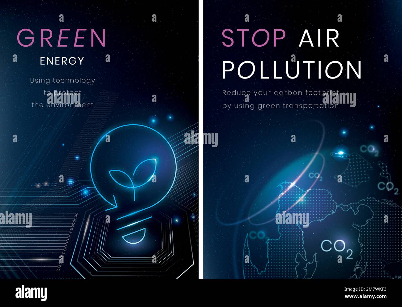 Environmental technology poster template vector set Stock Vector