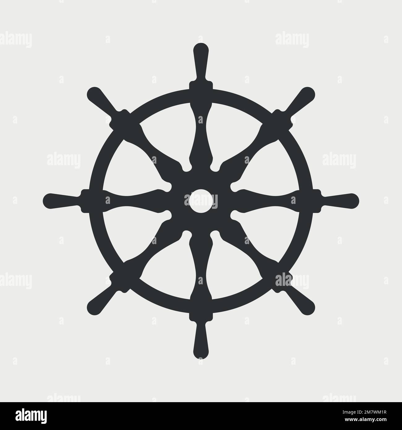 Ship steering wheel isolated on white background. Vector illustration