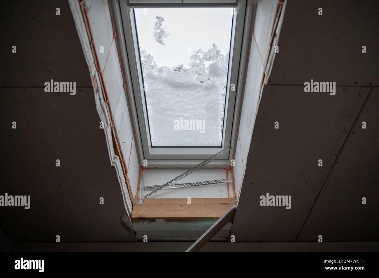 House insulation layers, styrofoam, polyurethane foam, wood, drywall