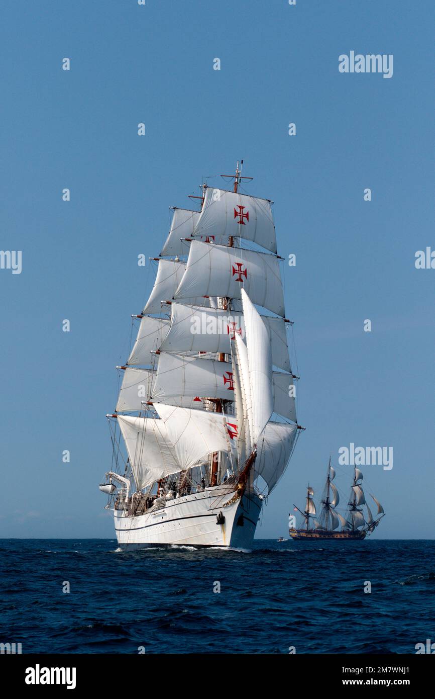 Portuguese Navy tall ship Sagres II, New Jersey race start, 2015 Stock