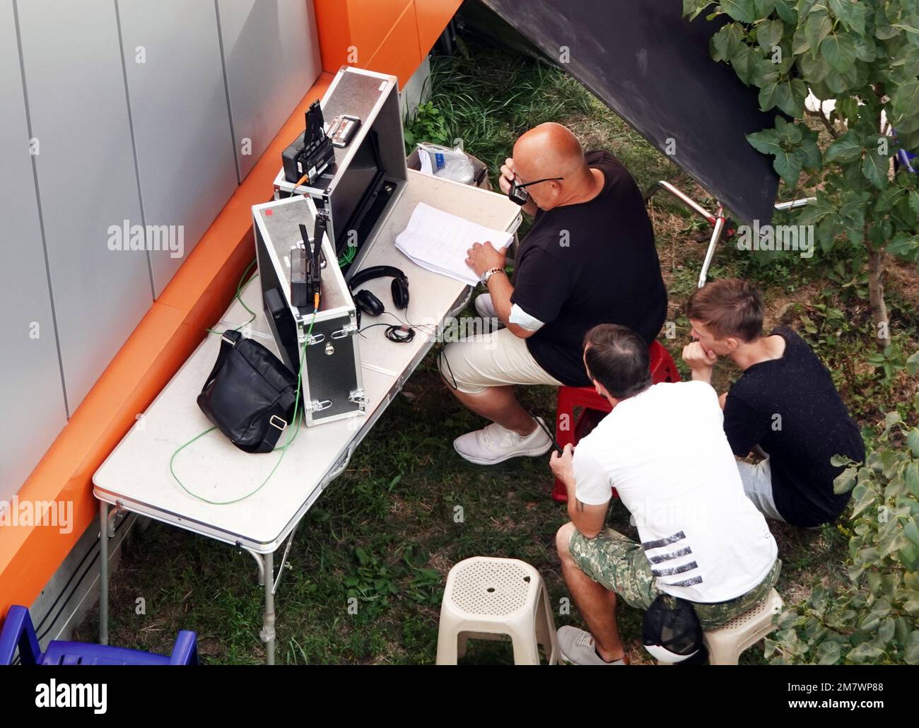 Kiev, Ukraine August 17, 2020: Filming of an action movie in