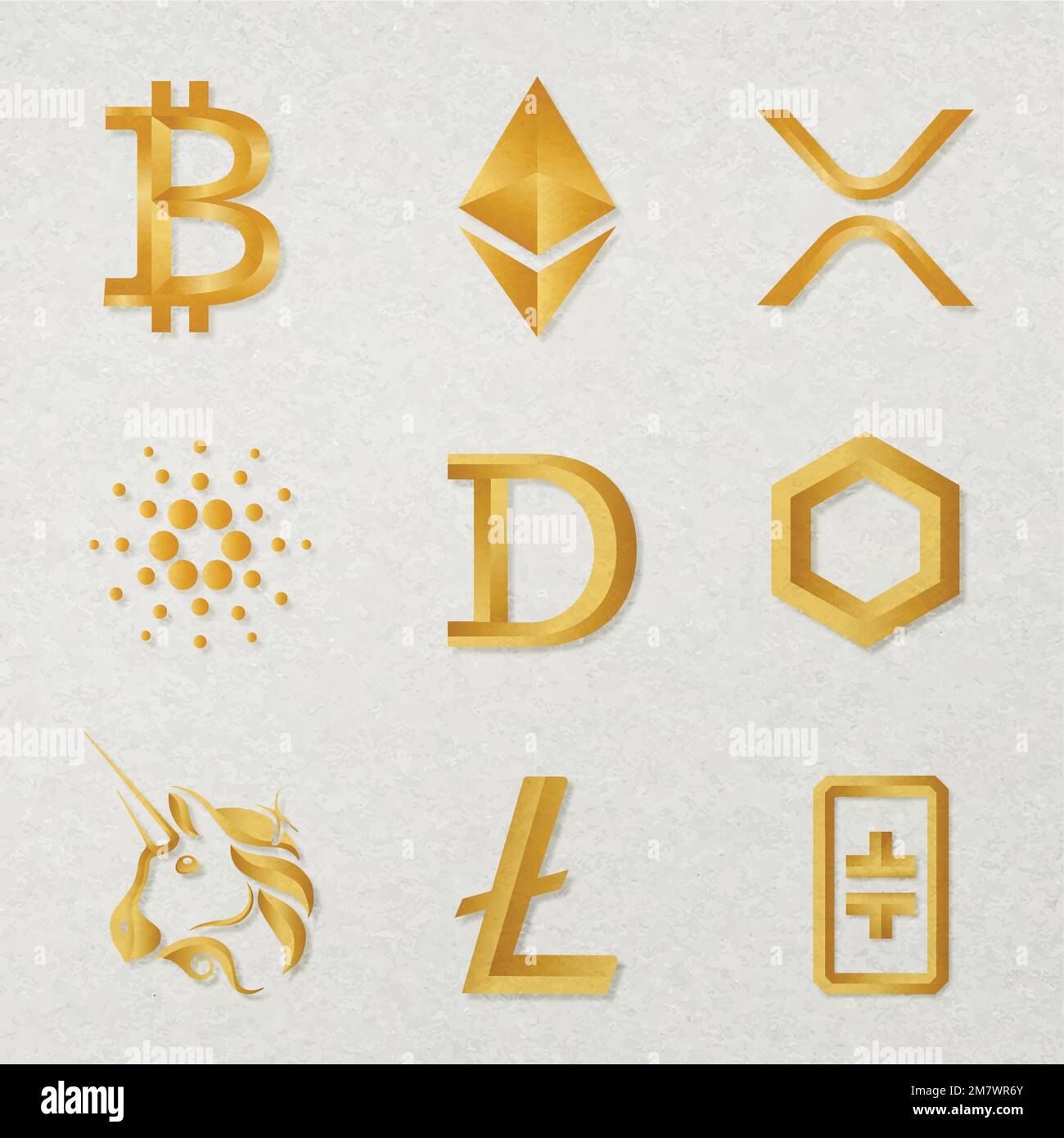 Digital asset icons vector in gold fintech blockchain concept collection Stock Vector Image