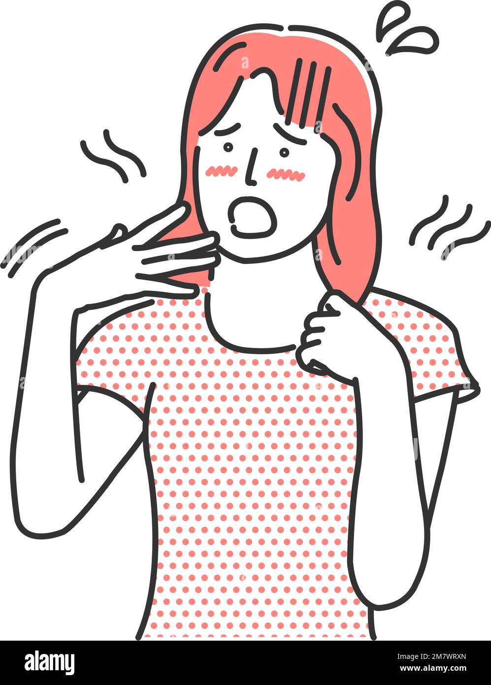 Vector illustration of a young woman feeling hot Stock Vector Image