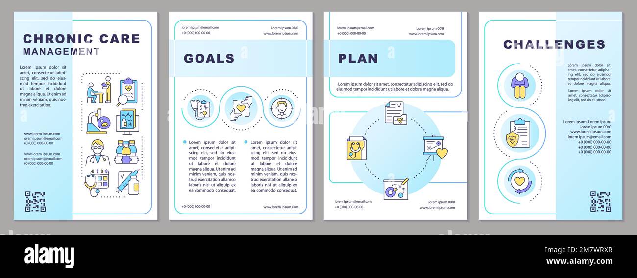 Chronic care management light blue brochure template Stock Vector Image