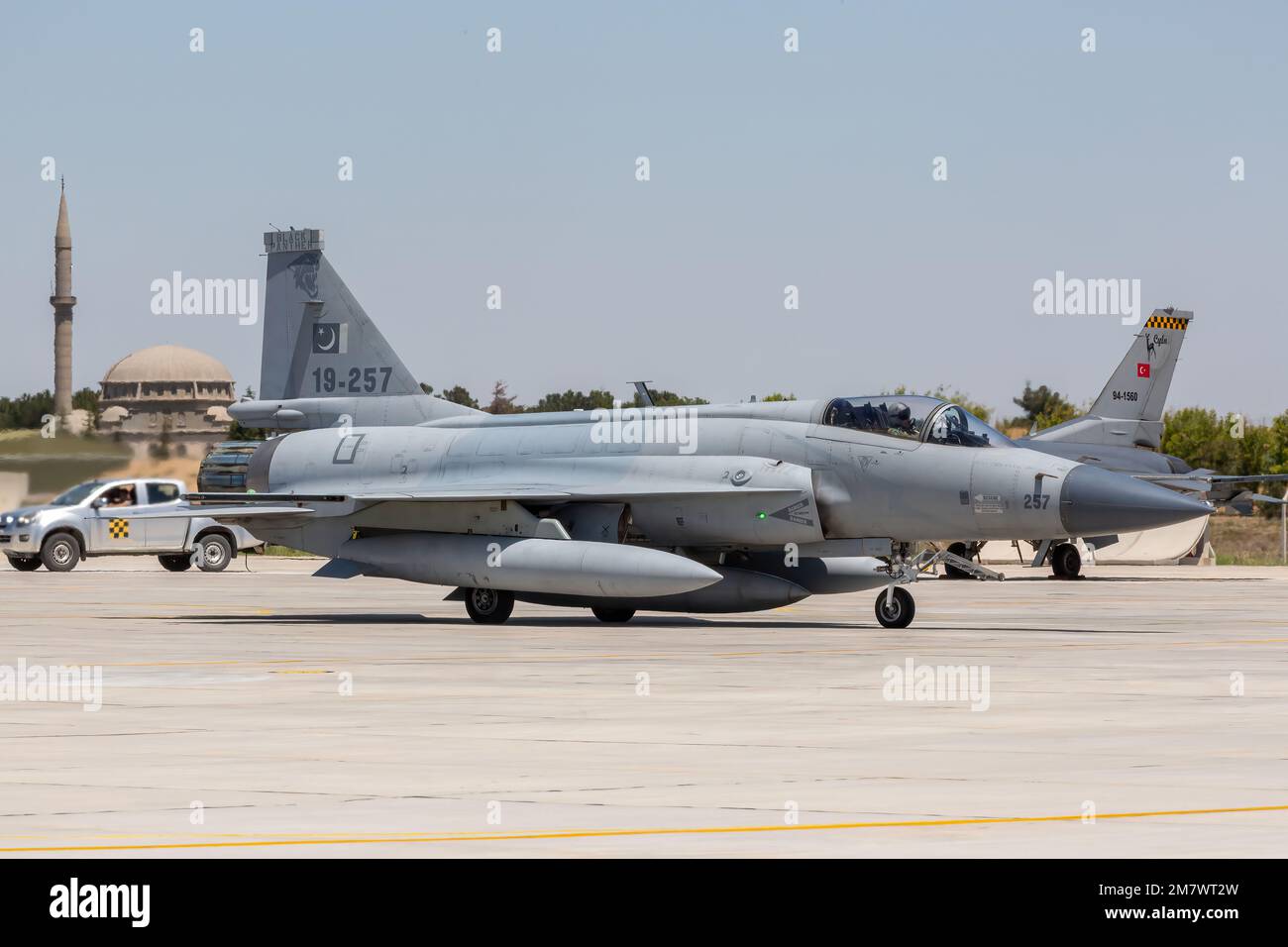 Konya, Turkey - 07 01 2021: Anadolu Kartalı Air Force Exercise 2021 Pakistan Air Pakistan Air Force JF 17 fighter jet in take-off position in Turkey. Stock Photo