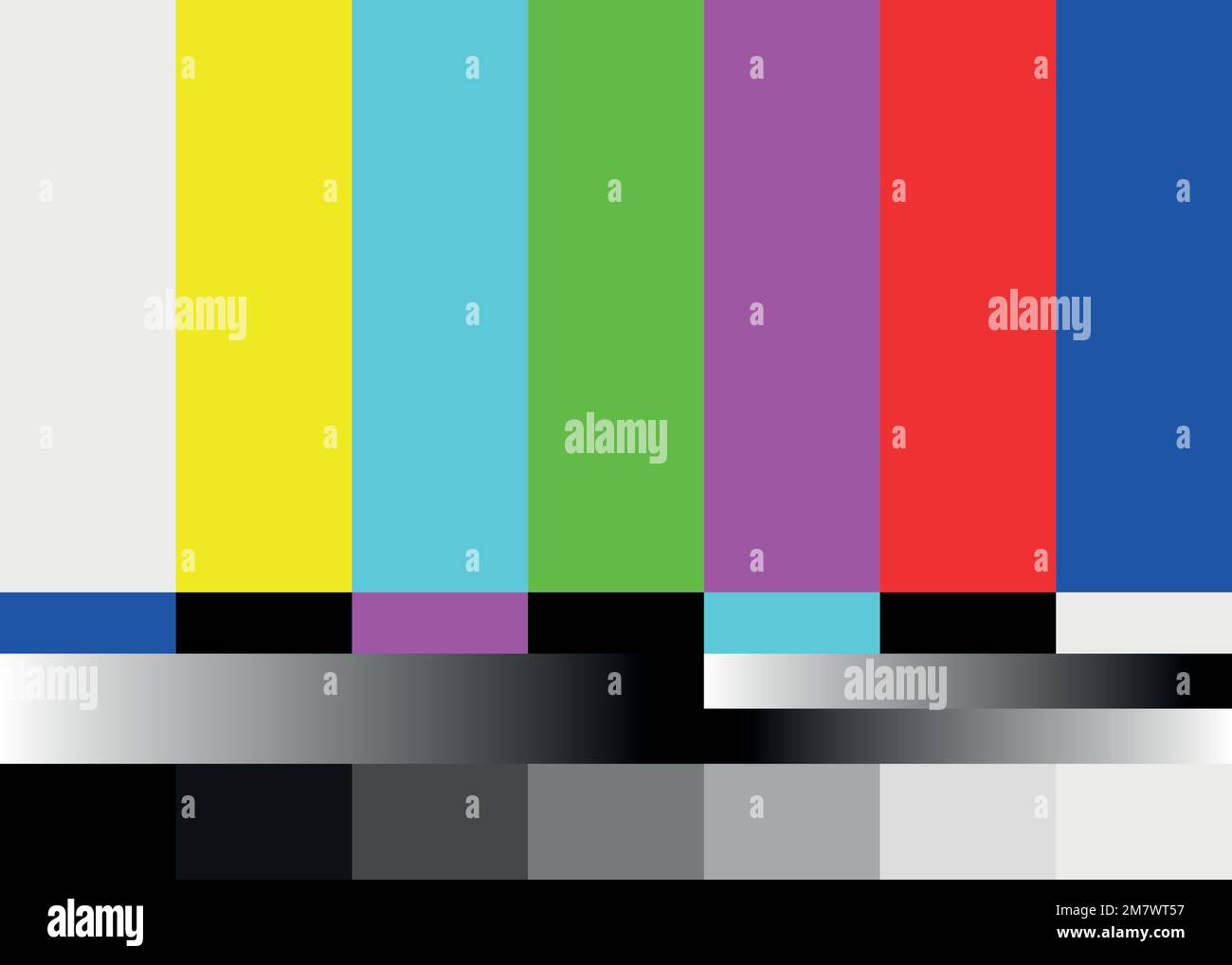 No Signal TV Test Pattern Vector. Television Colored Bars Signal. Introduction And The End Of The TV Programming. SMPTE Color Bars Illustration. Stock Vector