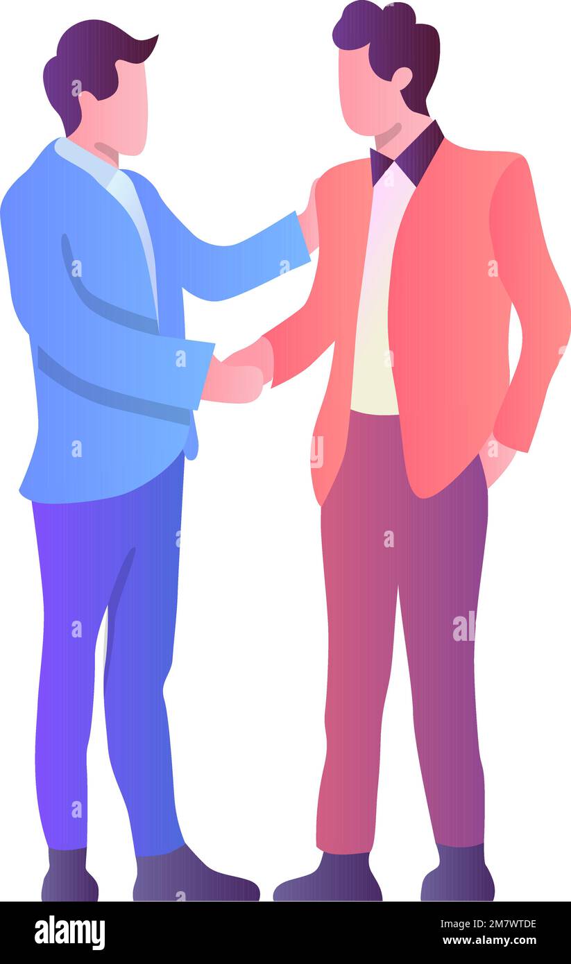 Business man handshake vector. Welcome, job hiring and agreement icon