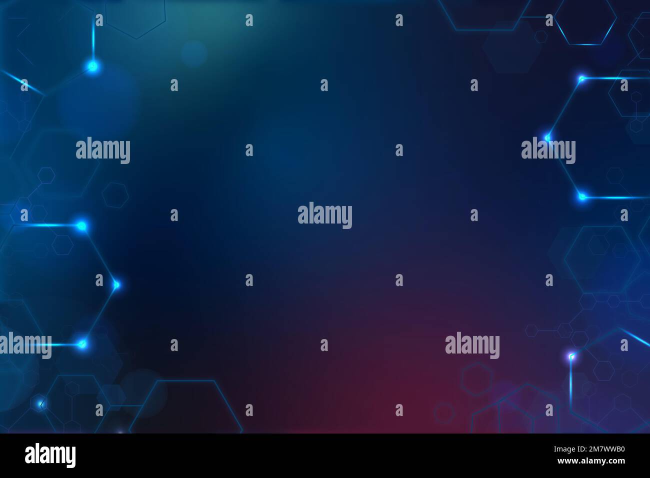Digital technology background vector with hexagon frame in blue tone ...