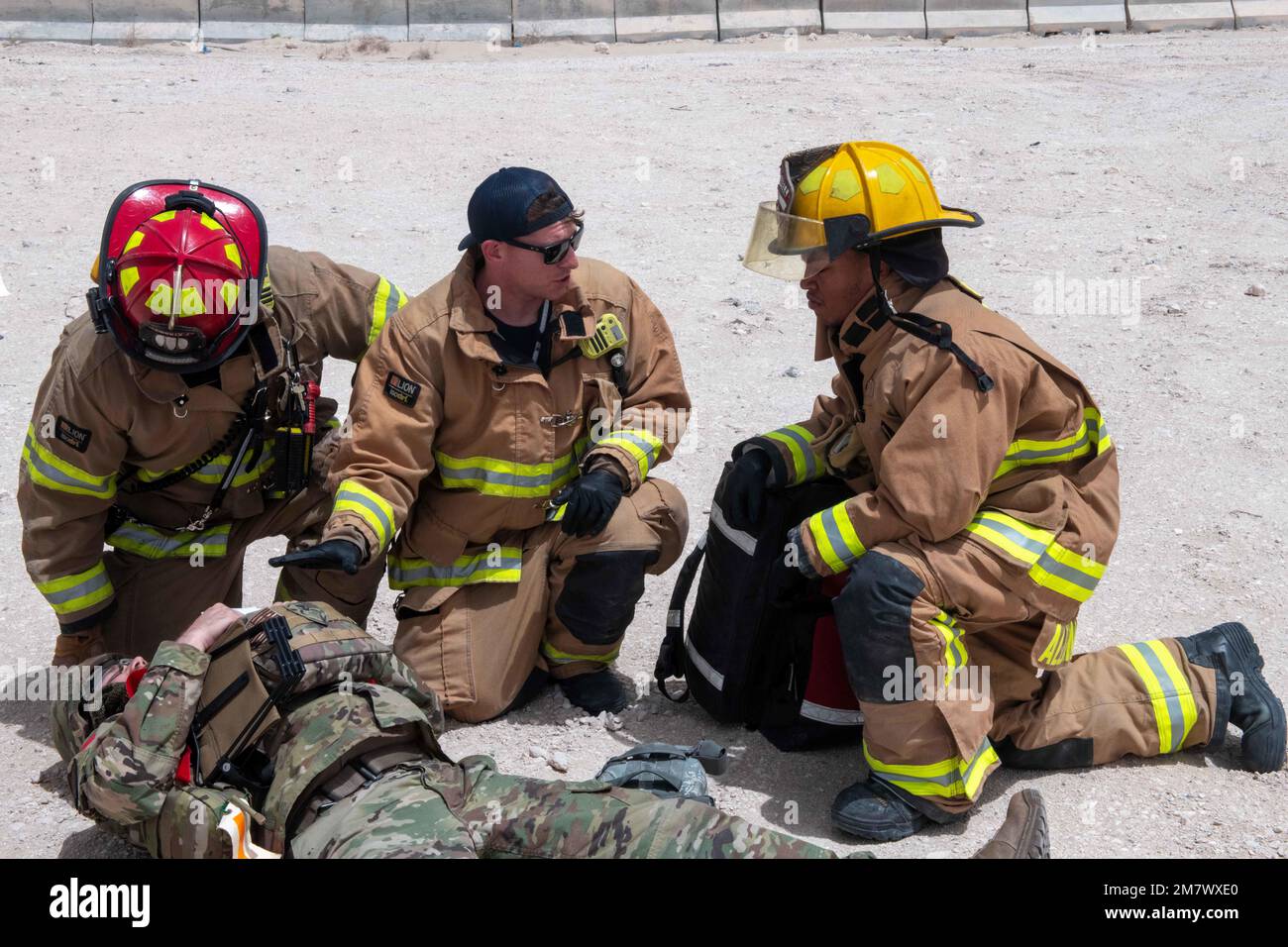 Firefighters with the U.S. Air Force 379th Expeditionary Civil ...