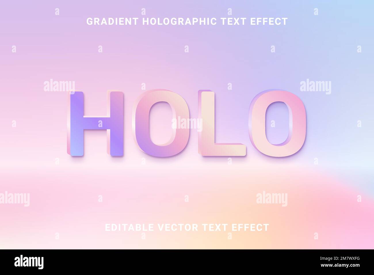 Gradient holographic editable vector text effect Stock Vector