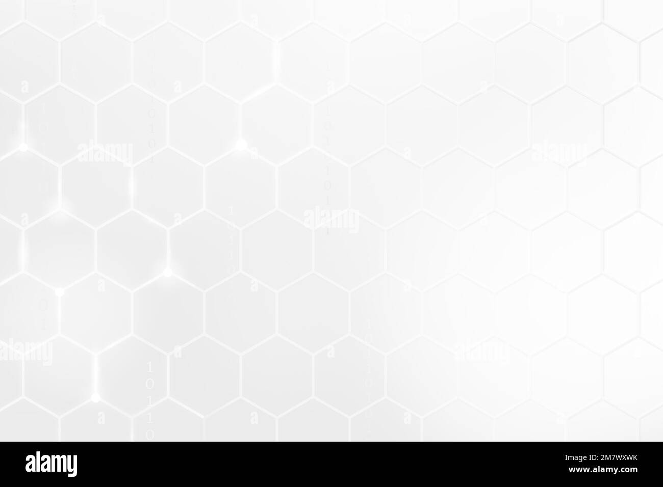 Digital technology background vector with hexagon pattern in white tone ...