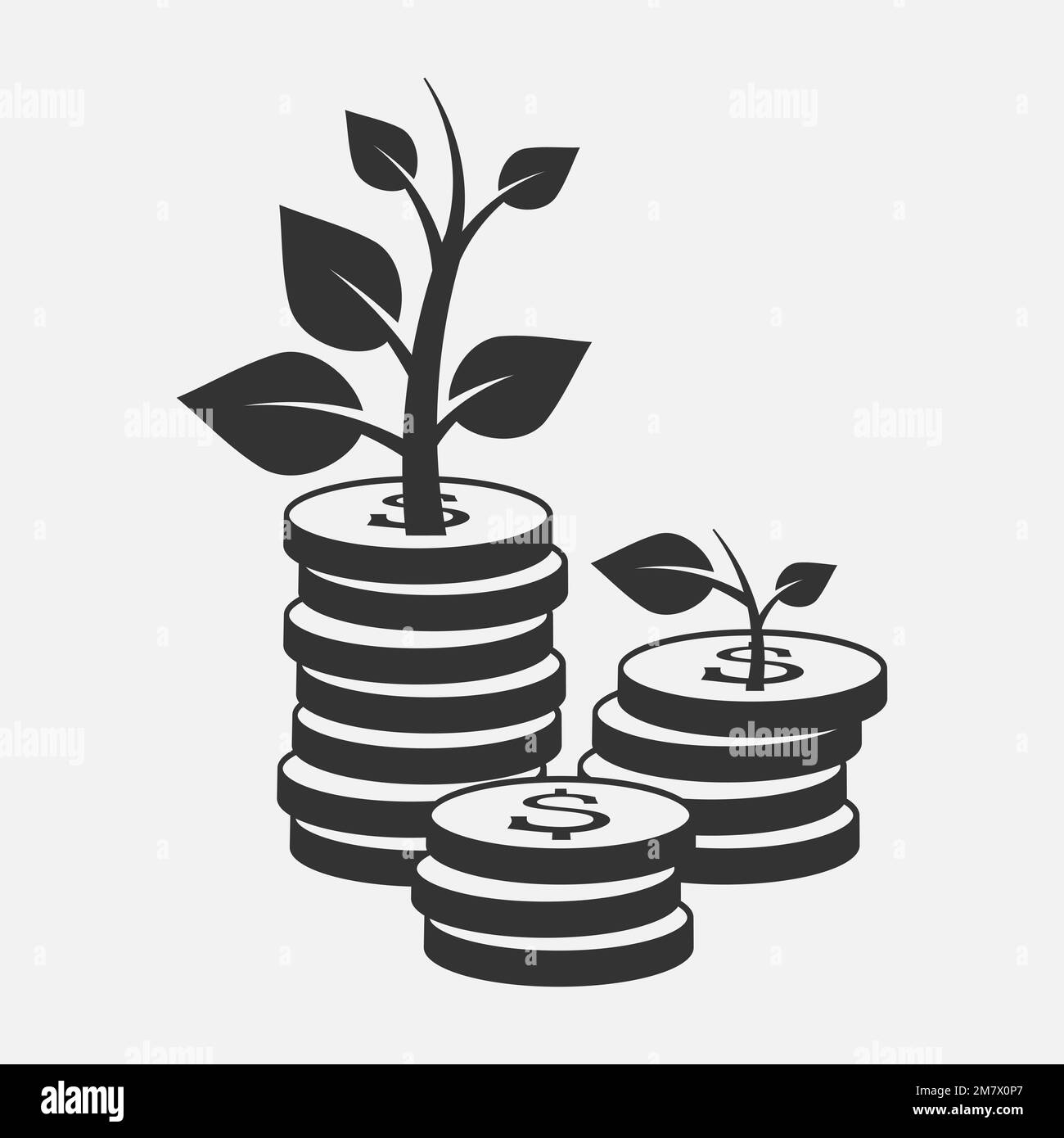 Money plant growth icon. Vector illustration. Eps 10 Stock Vector