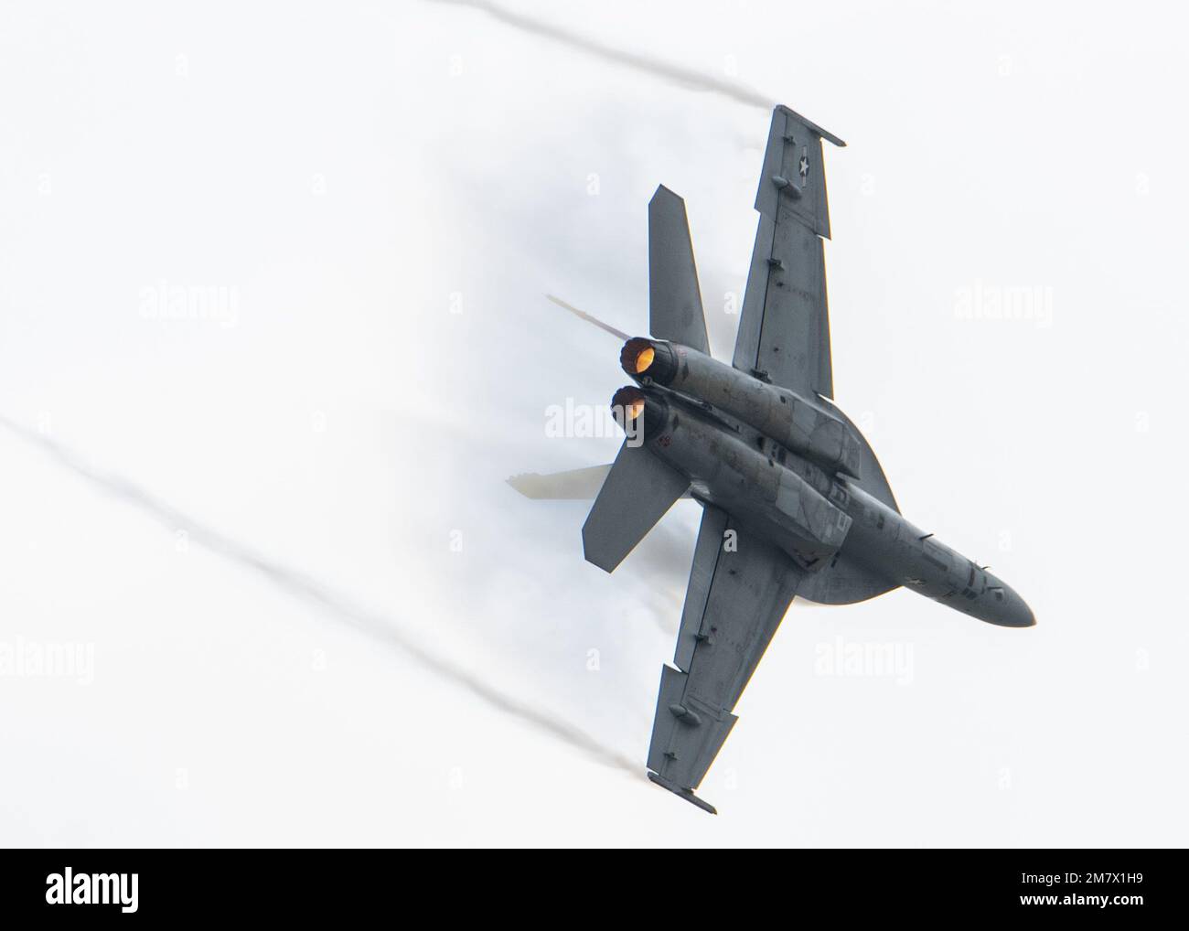 The U.S. Navy West Coast Rhino F/A18 Demo team performs