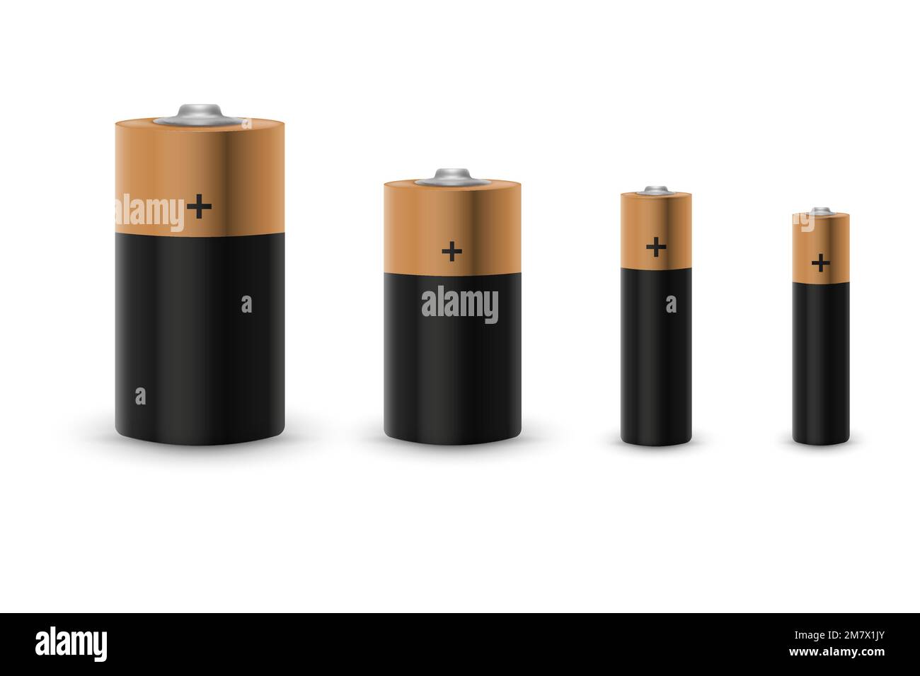 Realistic alkaline battery set isolated on white background. Vector ...