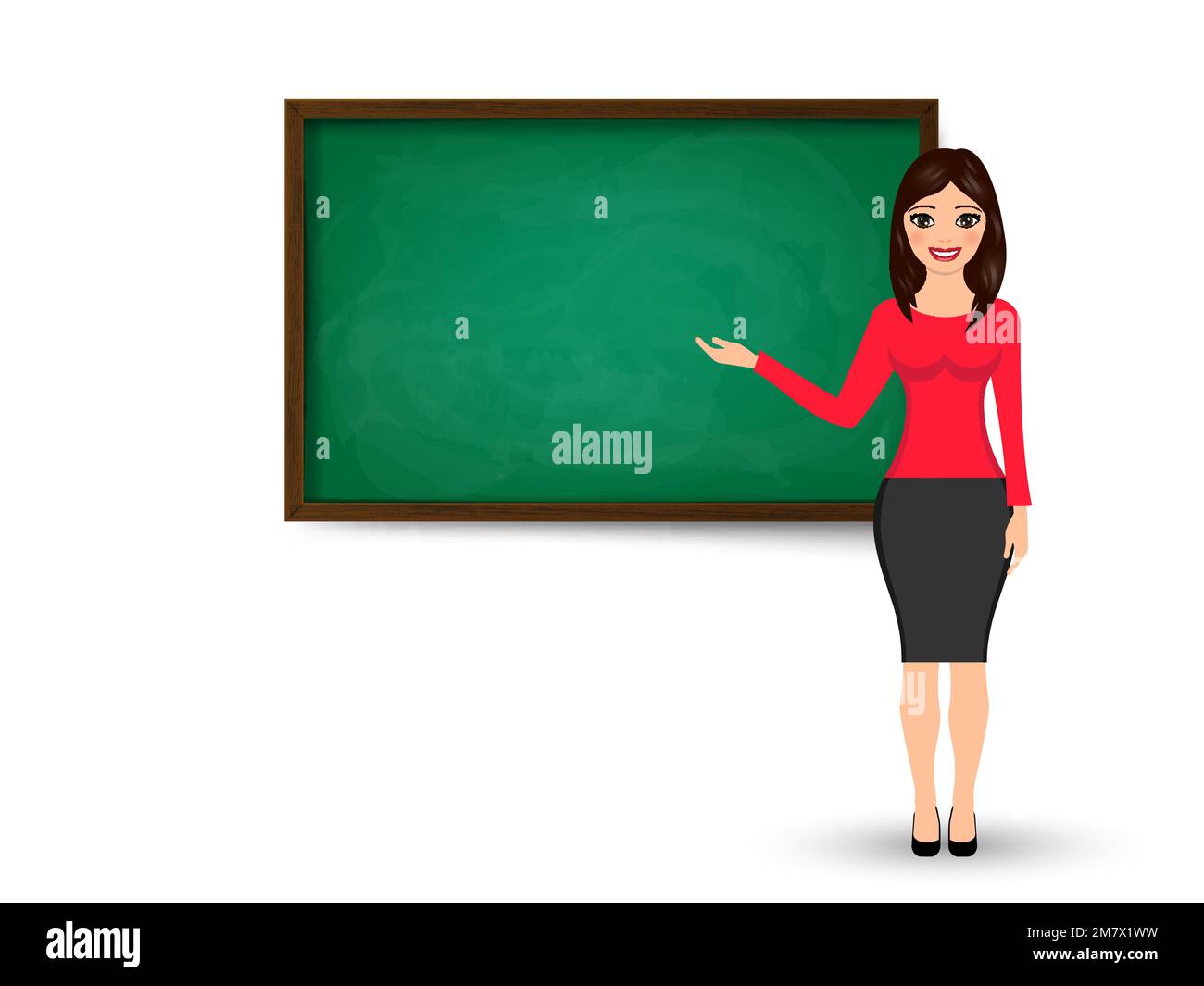 The teacher at blackboard with copy space showing. Vector illustration. Eps 10. Stock Vector