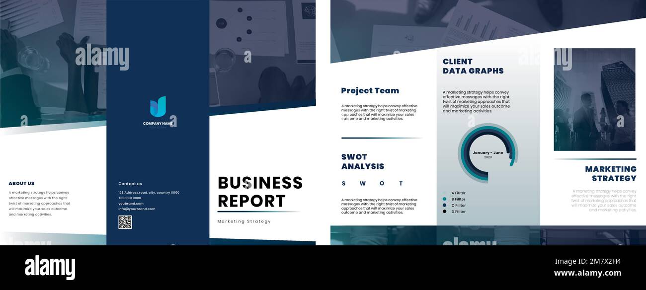 Business trifold brochure editable template vector Stock Vector