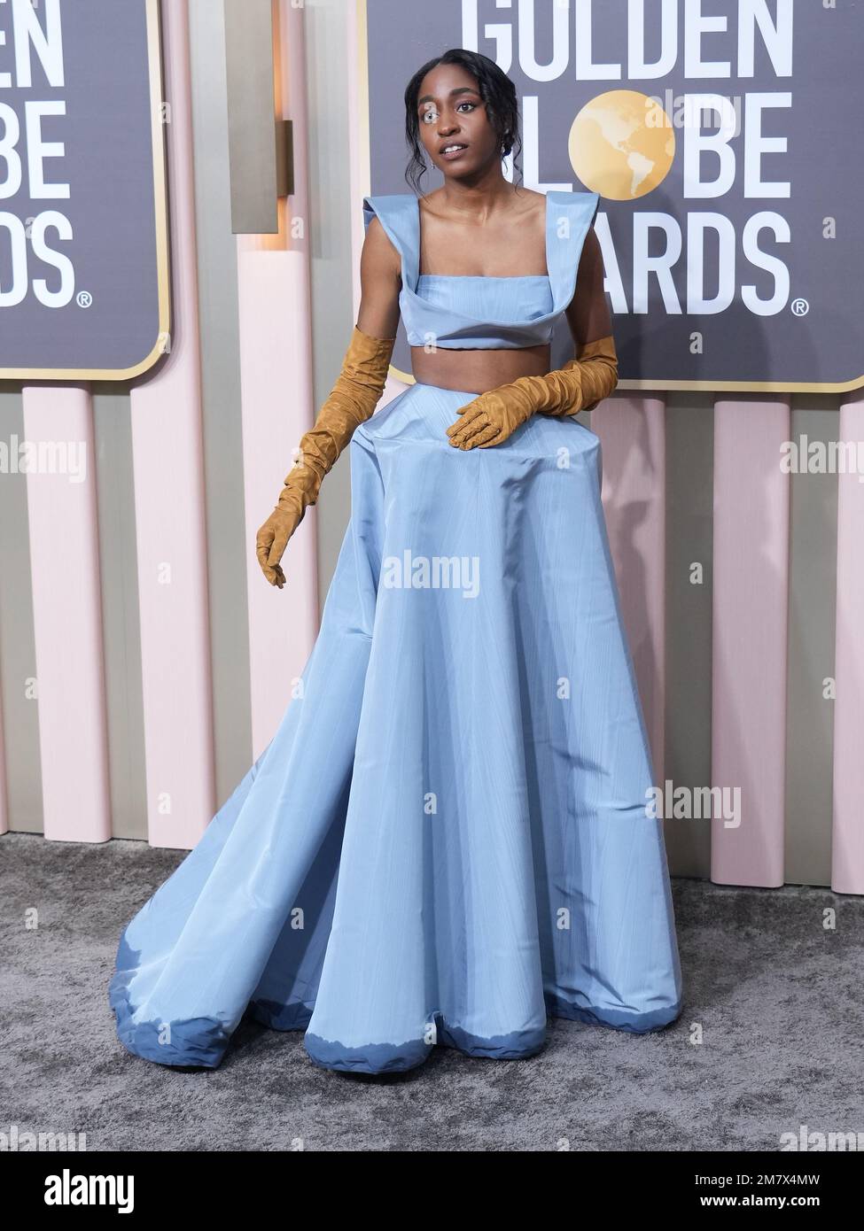 Ayo Edebiri arrives at the 80th Annual Golden Globe Awards held at The Beverly Hilton on January 10, 2023 in Los Angeles, CA, USA (Photo by Sthanlee B. Mirador/Sipa USA) Stock Photo