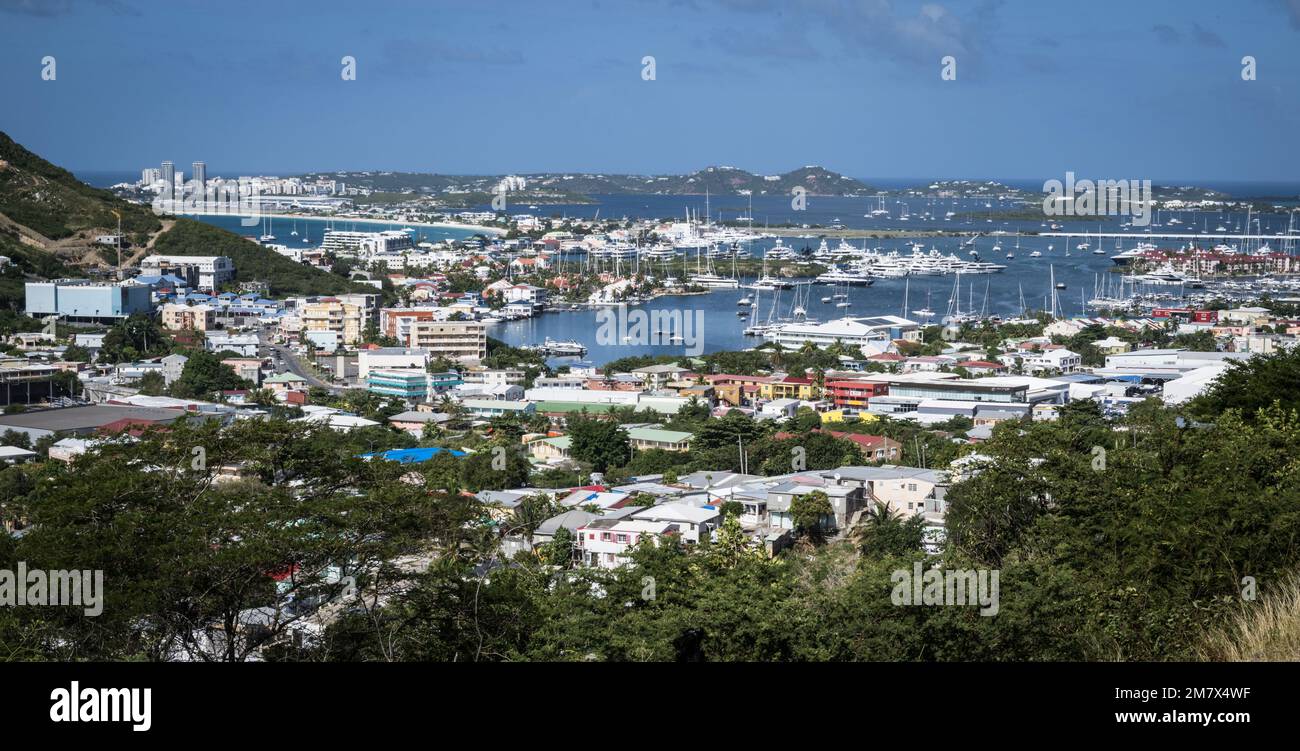 A view across Cole Bay and Simpson Bay on the Dutch Caribbean island of
