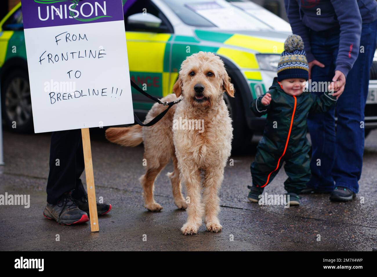 The picket line outside Soundwell Ambulance Station in Bristol, as