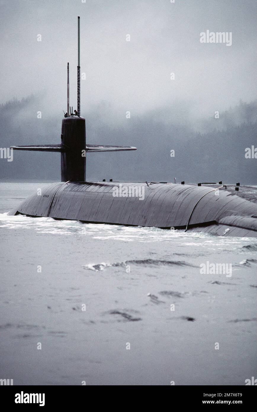 A port quarter view of the nuclearpowered strategic missile submarine