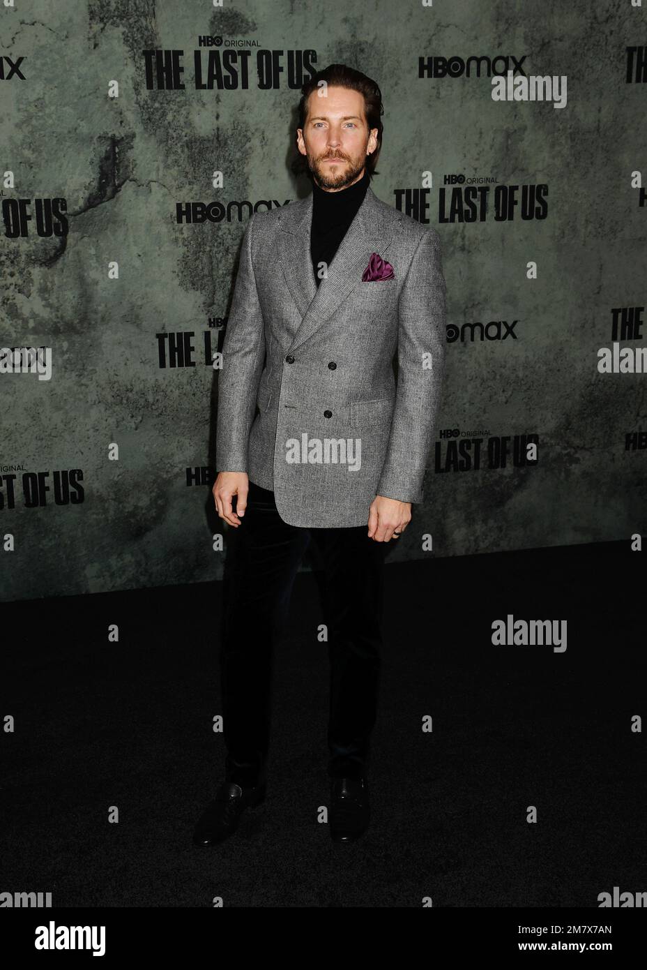 Troy Baker arrives at HBO's THE LAST OF US Premiere held at the Regency  Village Theater in Westwood, CA on Monday, ?January 9, 2023. (Photo By  Sthanlee B. Mirador/Sipa USA Stock Photo 